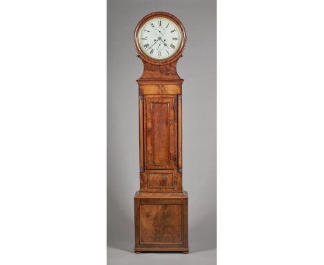 A Scottish William IV mahogany Drum head  longcase clockCirca 1840The circular pediment with a moulded glazed bezel, above a 