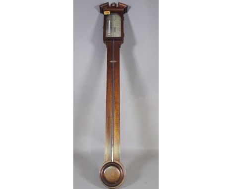 J Blatt Brighton; an early 20th century mahogany cased stick barometer, 98cm high. 