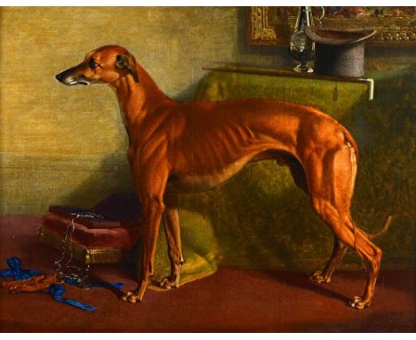 Robert Nightingale (1815-1895), Portrait of a greyhound; Mr C Morgan's 'Magnamo' Waterloo Cup Winner 1874, oil on canvas, sig