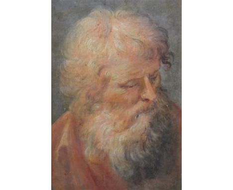 Italian School (18th century), Head study of a bearded man, oil sketch on paper laid on panel, 27cm x 19cm.  