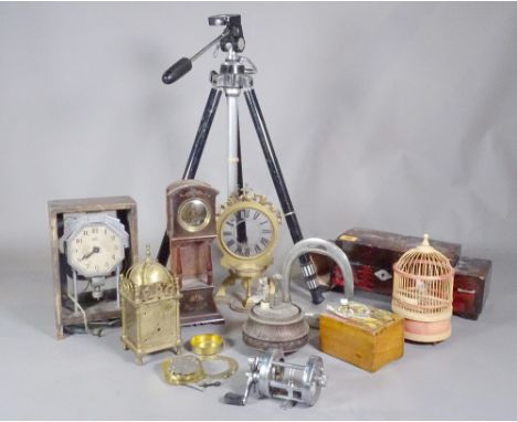 Collectables including; music boxes, lantern clocks and sundry, (a.f). 