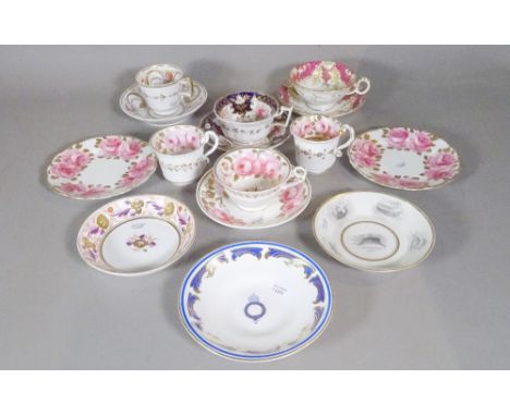 A group of English porcelain, late 18th/early 19th century, comprising; a Flight, Barr &amp; Barr saucer printed with shells;