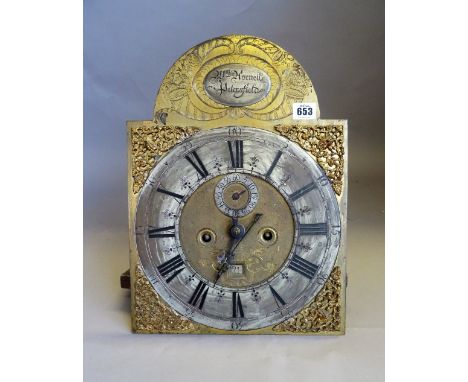 A George III 12in. arched brass dial longcase clock movementBy William Avenell, PetersfieldWith five-pillar movement and inte