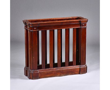 A Regency mahogany rectangular twelve division stick stand with open slatted sides, 77cm wide x 68cm high x 28cm deep. Illust