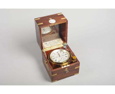 A mahogany and brass-bound two-day marine chronometer with Poole's Auxillary CompensationFor Russells Ltd, 18 Church Street, 