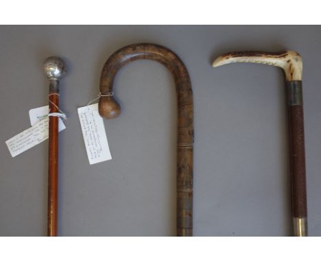 A Maltese prisoner of war walking stick, WWI period, made of segmented hardwood, painted with the prison camp and monogrammed