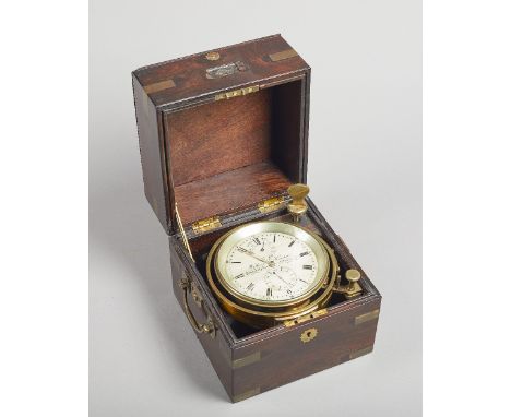 A rosewood and brass-bound two-day marine chronometer with Poole's Auxillary compensationRetailed by William E. Harpur, Phila