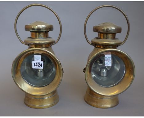 A pair of 4 inch Lucas 'King of the Road' brass cased automobile oil lamps. (2) 