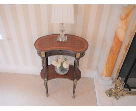 A Fine Pair of 19th century Ebonised and Parquetry inlaid Kidney Shaped Side Tables. Second half of the nineteenth century. E
