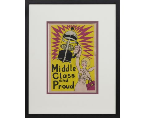 * GRAYSON PERRY RA (BRITISH b. 1960), MIDDLE CLASS AND PROUD print on cotton canvas, monogrammed verso image size 34.5cm x 24