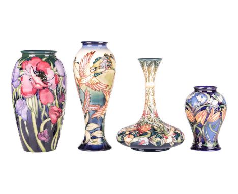 A tall Moorcroft limited edition vase in the 'Lark Ascending' pattern, designed by Philip Gibson, numbered 249/350, dated 200