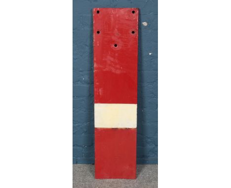 A large red and white enamel signal sign. 107cm tall.  