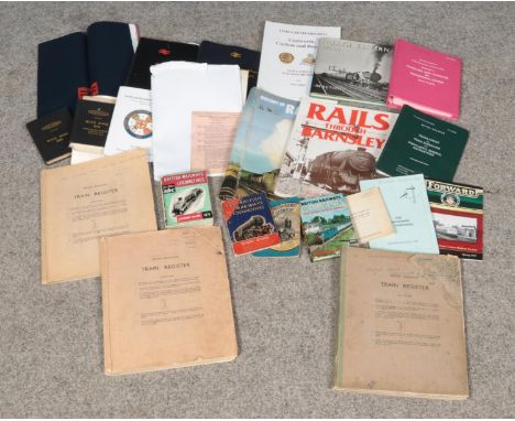 A collection of railway books and magazines, to include. Train Register, 1950 rule book and working manual for rail staff.  