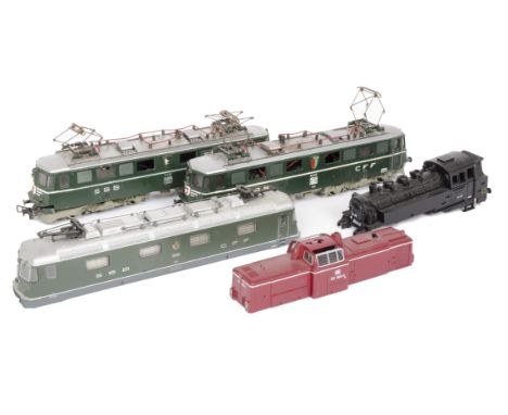 HO Gauge Locomotives and bodies by various makers,   Fleischmann metal body SBB CFF green twin pantograph electric Locomotive