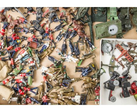Pre and Postwar Lead Figures and Diecast Vehicles, prewar hollow cast figures including mounted natives, guardsmen and Britis