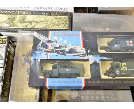 Modern Military Vehicles, a boxed/ cased collection of WWII and later models 1:50 and smaller scale, including Corgi Unsung H