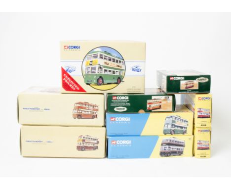 Corgi Classics Trams and Trolley Buses, a boxed group of vintage vehicles, some limited edition, including London Fully Close