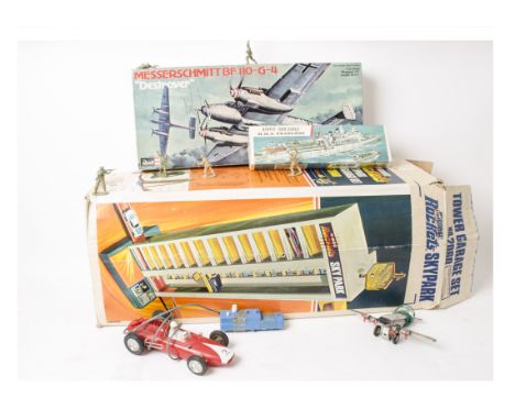 Corgi Rockets Model Kits and Others, a boxed Corgi Rockets No 2060, Skypark 1970 by Mettoy and Corgi Racing Speedset No 1926 