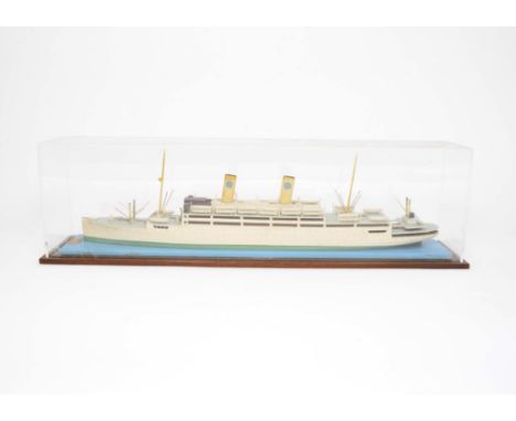 A  large scale model of Motor Liner 'Kungsholm' by Eric Horberg Sweden, constructed in wood and finished in white and green, 