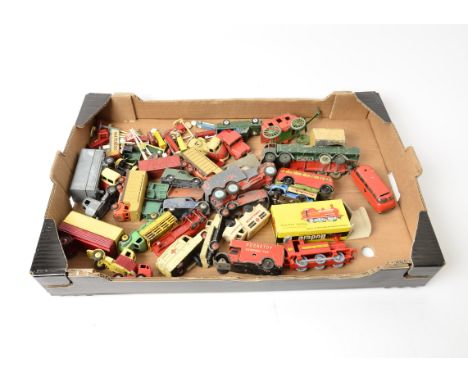 Postwar Diecast and Tin Clockwork Vehicles, a playworn collection/repainted collection of commercial vehicles including dieca