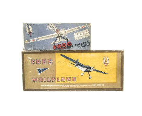 International Model Aircraft (Tri-ang Line Bros) Frog Mailplane Monoplane and Interceptor Fighter,  in blue, with original in