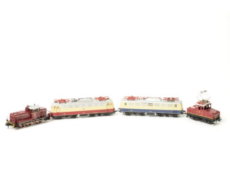 German (DB) HO Gauge Electric and Diesel Locomotives by Liliput and Fleischmann, comprising Liliput class E10 Bo-Bo electrics
