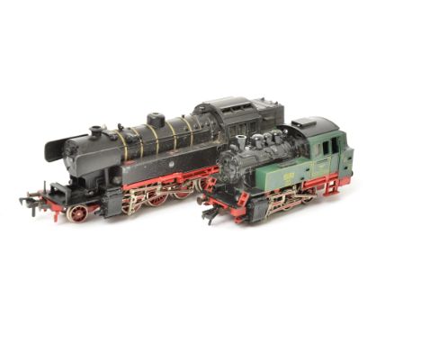 German HO Gauge Steam Tank Locomotives by Fleischmann, comprising DB 2-8-4T no 65 014 in traditional black/red, and Jung 0-6-