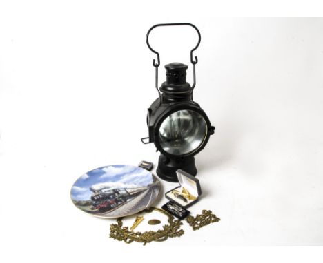 Fulgurex Tie Clips Railway Lamp and Others, a collection of  seven 1980s/90s Fulgurex tie clips some with enamelled detail, t