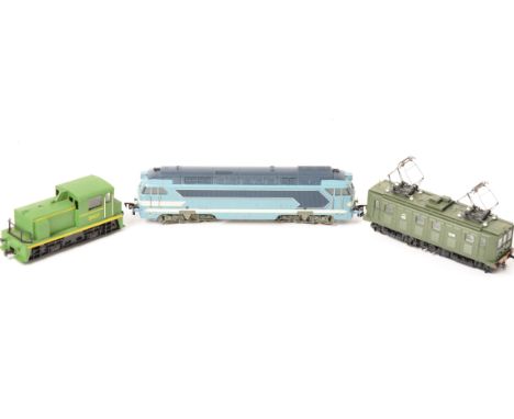 French HO Gauge Diesel and Electric Locomotives by Various Makers, comprising A1A-A1A diesel no 68001 in two-tone blue SNCF l
