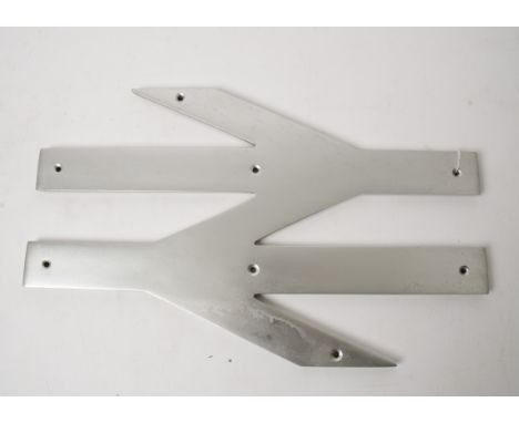 A British Rail Cast Aluminium 'Double Arrow' Motif, measuring 18½" x 11" overall, presumed to be ex-locomotive, with 8 counte