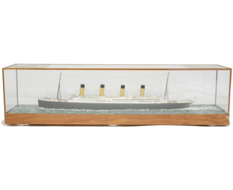 A well detailed 50ft-1in scale waterline model of the White Star Liner 'Titanic' modelled by W. Walpole, with masts, rigging,