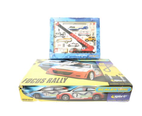 Scalextric and Chad Valley, a boxed duo including Scalextric Ford Focus Rally set, including two additional smaller scale For