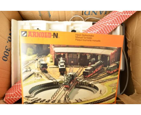 A Large Quantity of N Gauge Track Layout Equipment Scenic Accessories and Tools, including Arnold Flexitrack lengths, points,