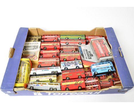 Postwar and Modern Diecast Vehicles, a playworn collection of vintage and modern buses (4 boxed) and commercial vehicles, inc