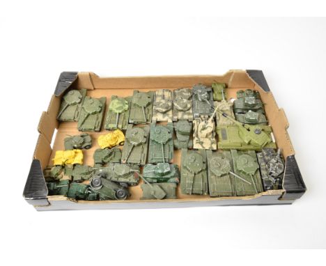 Postwar Military Diecast, a playworn/repainted collection of tanks and artillery, including examples by Dinky, Corgi, Britain