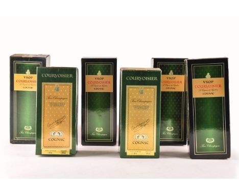 Six bottles of V.S.O.P Courvoisier cognac, including two 680 ml bottles, and two 700 ml bottles. (6)
