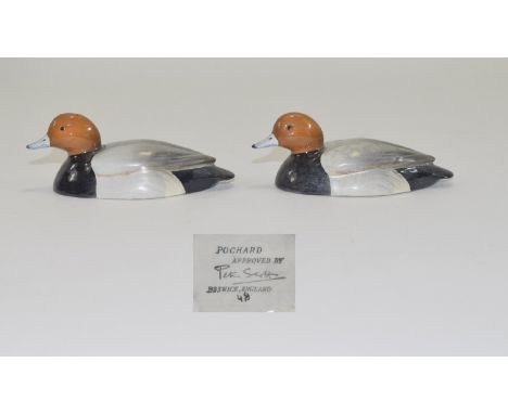 Beswick - Medium Size Pochard Ducks ( 2 ) In Total. Model No 1520, Designer A. Gredington. Issued 1958 - 1971. Length 4.5 Inc