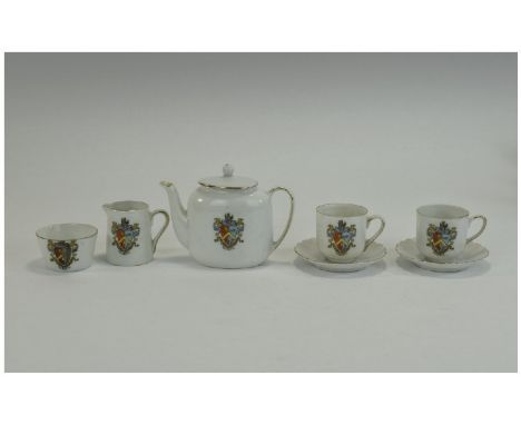 W.H. Goss Children's Crested Ware ( 7 ) Piece Tea Service, Bears The Margate Crest. All Pieces are In Excellent Condition. 