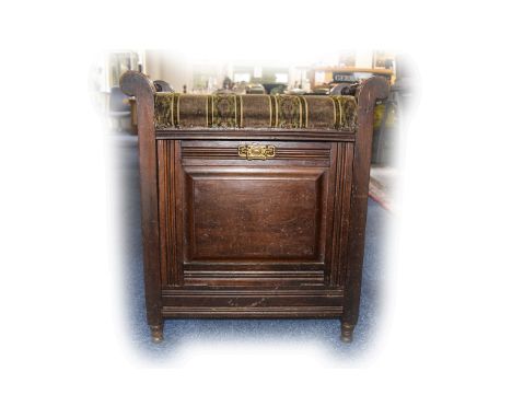 Edwardian Mahogany Fall Front Piano Stool, It has Original Brass Drop Handle Which Allows The Front Fall to Drop Down, to Rev