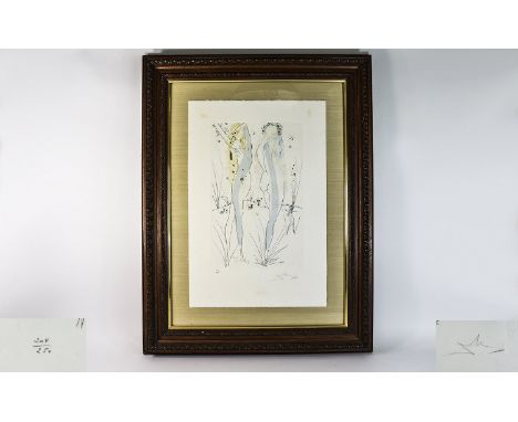 Salvador Dali (1904-1989) Return, O Shulamite Songs of Songs, Limited Edition Framed Lithograph, stencil-coloured and dusted 