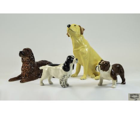 Beswick Dog Figures ( 4 ) In Total. 1/ Bulldog Bosum, Model No 1731, Height 2.5 Inches. 2/ Red Setter, Issued 1946 - 1973. 3/