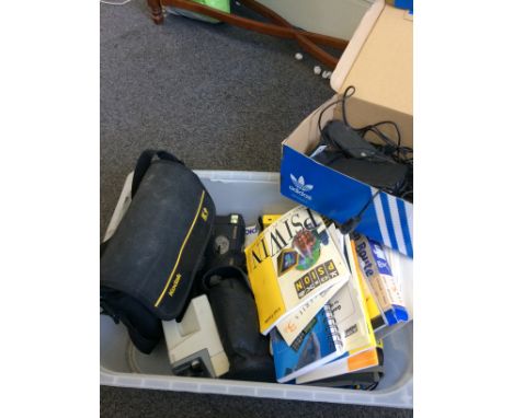 Box of Mixed Cameras and Electricals Approx 9 items in total to include Canon camcorder, polaroid camera, various Kodak camer