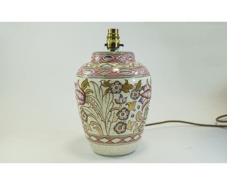 Charlotte Rhead Lamp Base, 11.25 inches high.