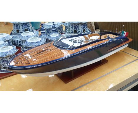 RIVA RAMA SCALE MODEL BOAT, in flecked blue finish, approx 90cm L.