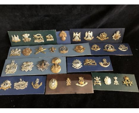 Militaria Interest - 31 British Army cap badges /Insignia, including 14th Kings Hussars; The Royal Dragoons; Royal Scots Drag