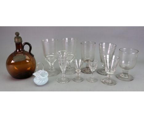 A collection of ten English drinking glasses, 19th &amp; 20th century, including two rummers and a pair of goblets, a Victori