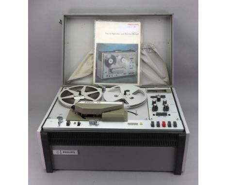 Philips Pro 12 probable studio tape recorder, LDB 0001/01 Nr. 3205, with brochure, operation and service manual.