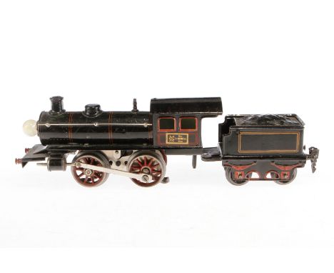 Märklin B-Dampflok R 3140, Spur 0, Schwachstrom, schwarz, mit Tender R 959 und 1 el. bel. Stirnlampe, meist rest., Z 4