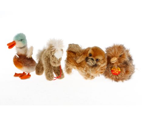 4 versch. Steiff Tiere, Alterungsspuren