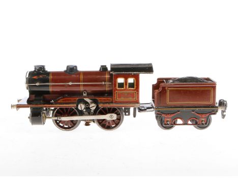 Märklin B-Dampflok R 12950 N, Spur 0, elektr., braun/schwarz, mit Tender und 1 el. bel. Stirnlampe, NV, LS und gealterter Lac